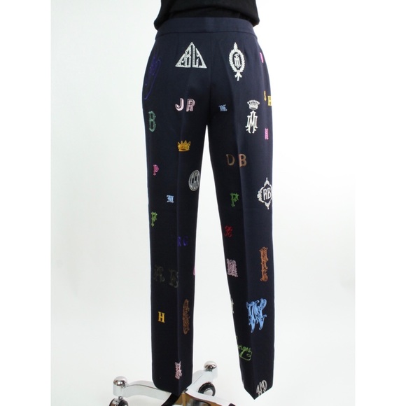 Stella McCartney Wool Monogram Embroidered Pants - Picture 6 of 8